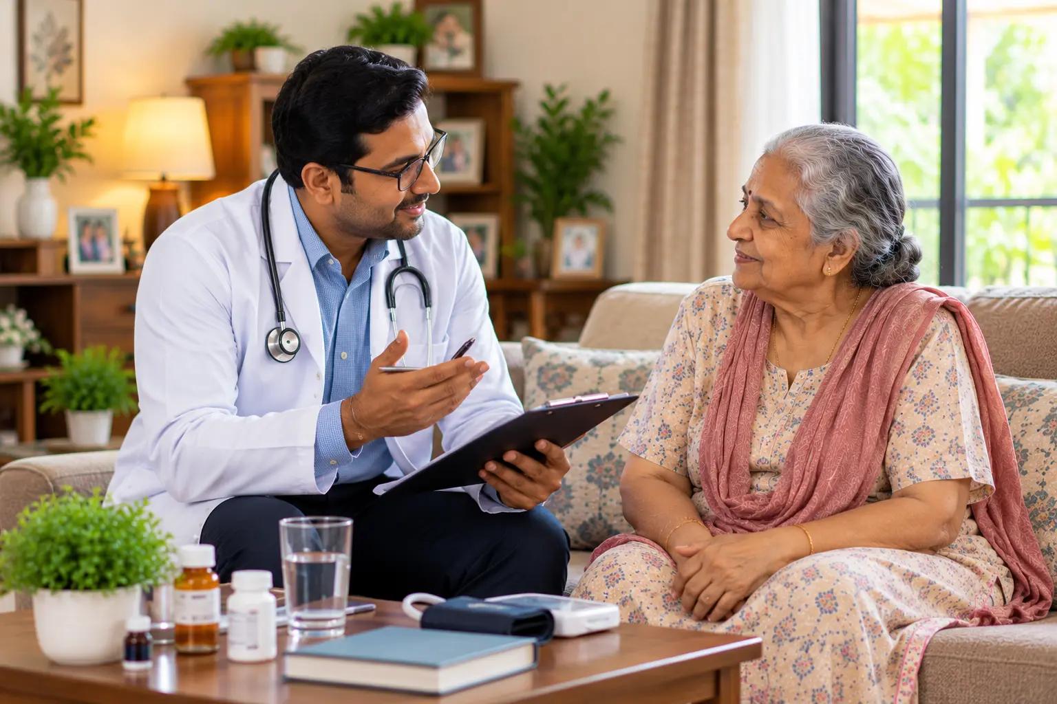 Doctor discussing health concerns with an elderly patient
